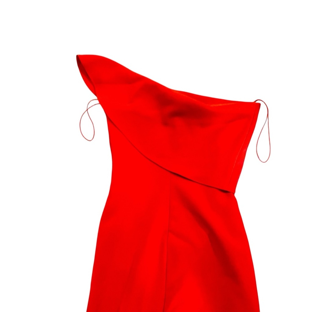 Likely Red Ruffle One Shoulder Knee Length Dress Size 2 Cocktail Bodycon - Picture 7 of 9